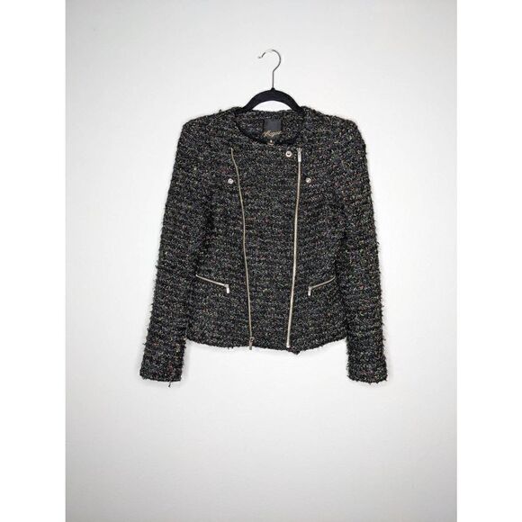 Mcginn Nordstrom Tweed Black Multicolor Zip Jacket Small - Picture 3 of 14